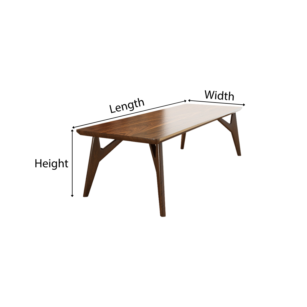 Mid-Century Wooden Rectangular Dining Table With Sculpted Legs For Dining Room