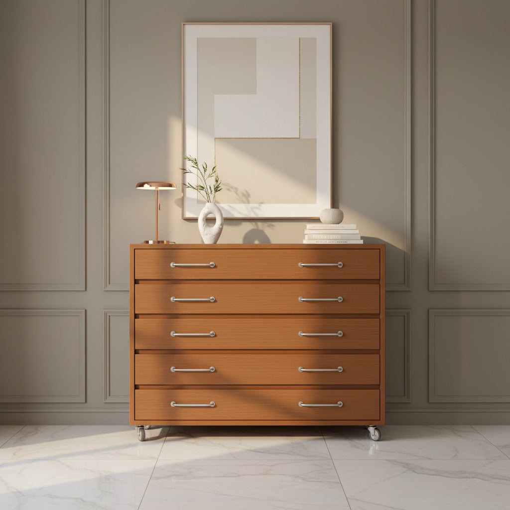 Mid-Century Wooden Rolling Dresser