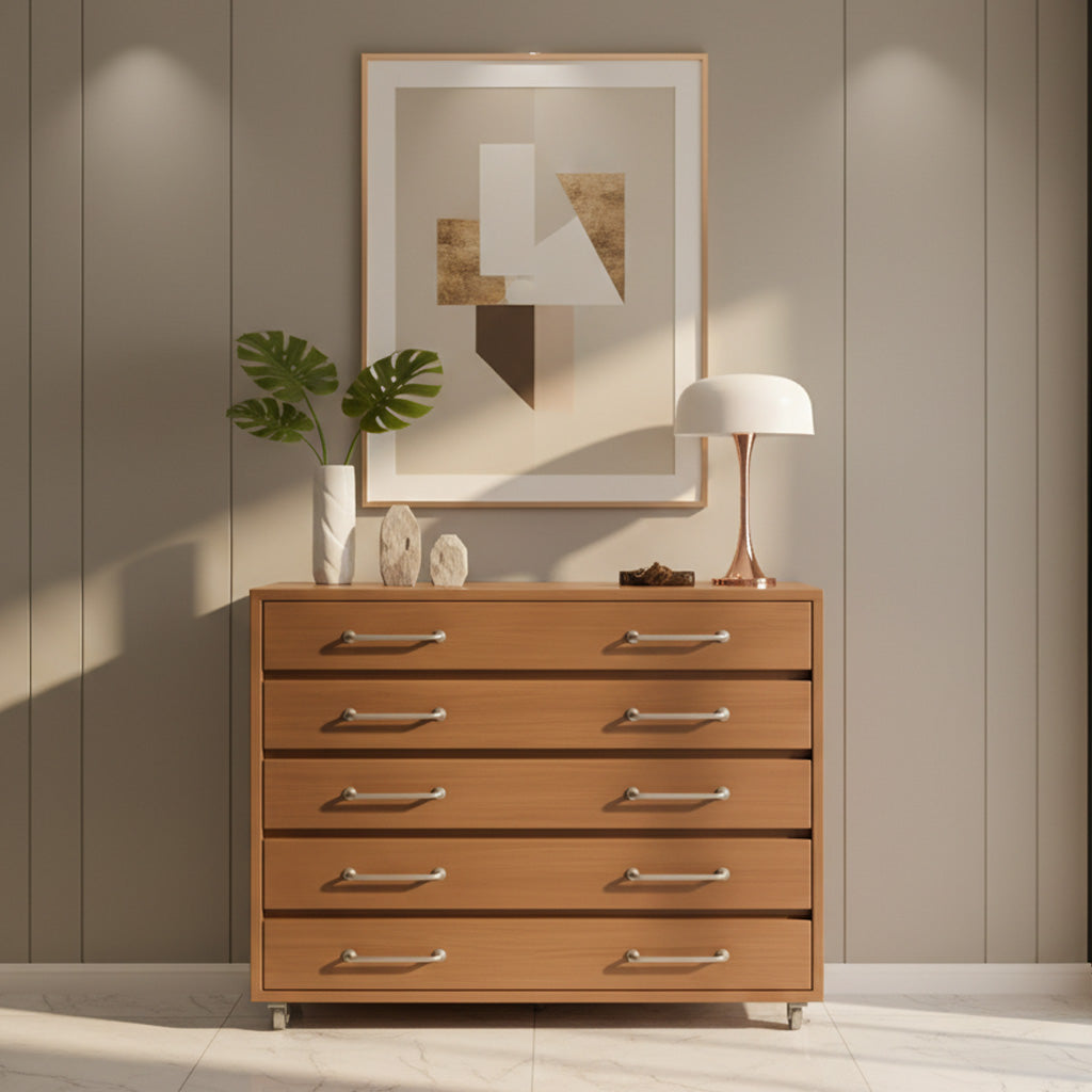 Mid-Century Wooden Rolling Dresser