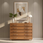 Mid-Century Wooden Rolling Dresser