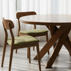 Mid-Century Wooden Round Dining Table With Interlocking Base