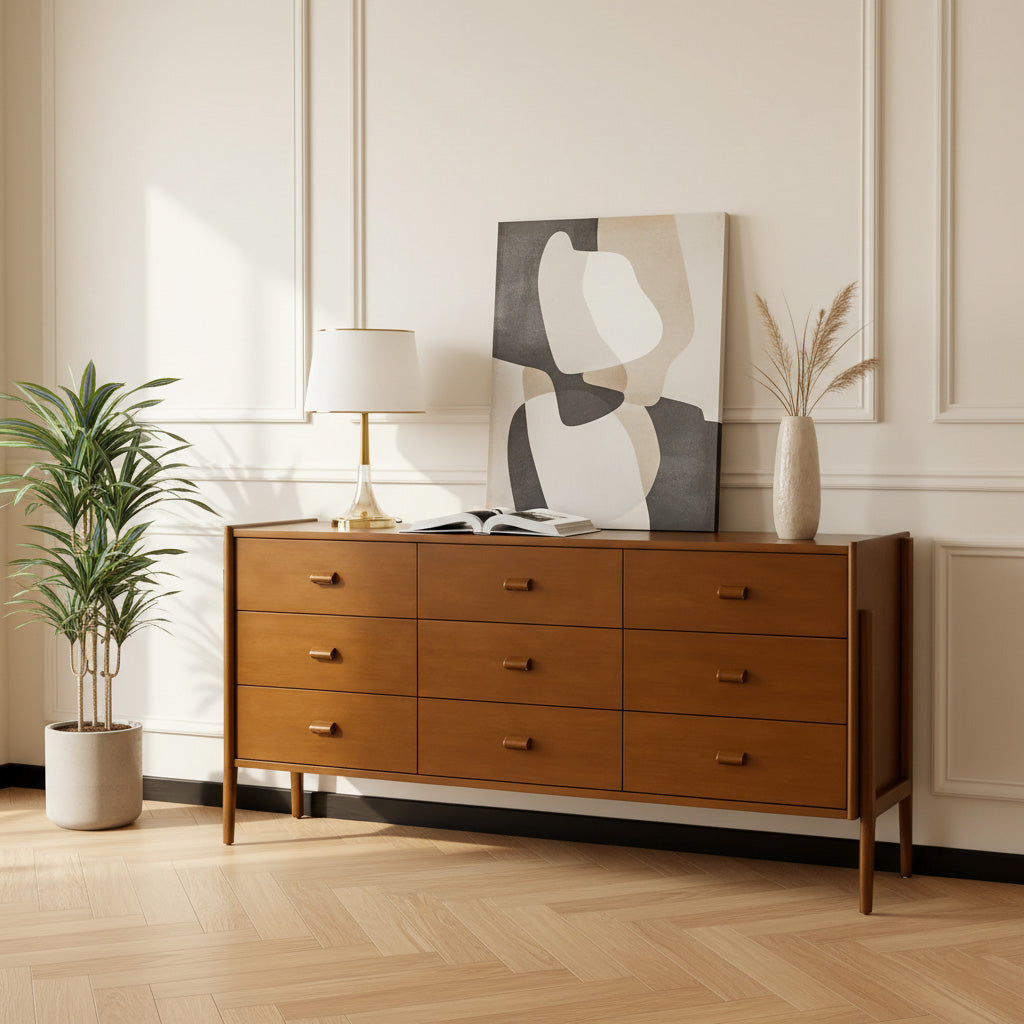 Mid-Century Wooden Sideboard With Drawers