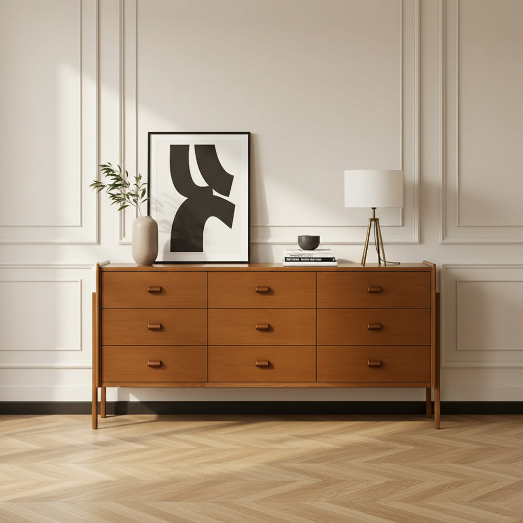 Mid-Century Wooden Sideboard With Drawers