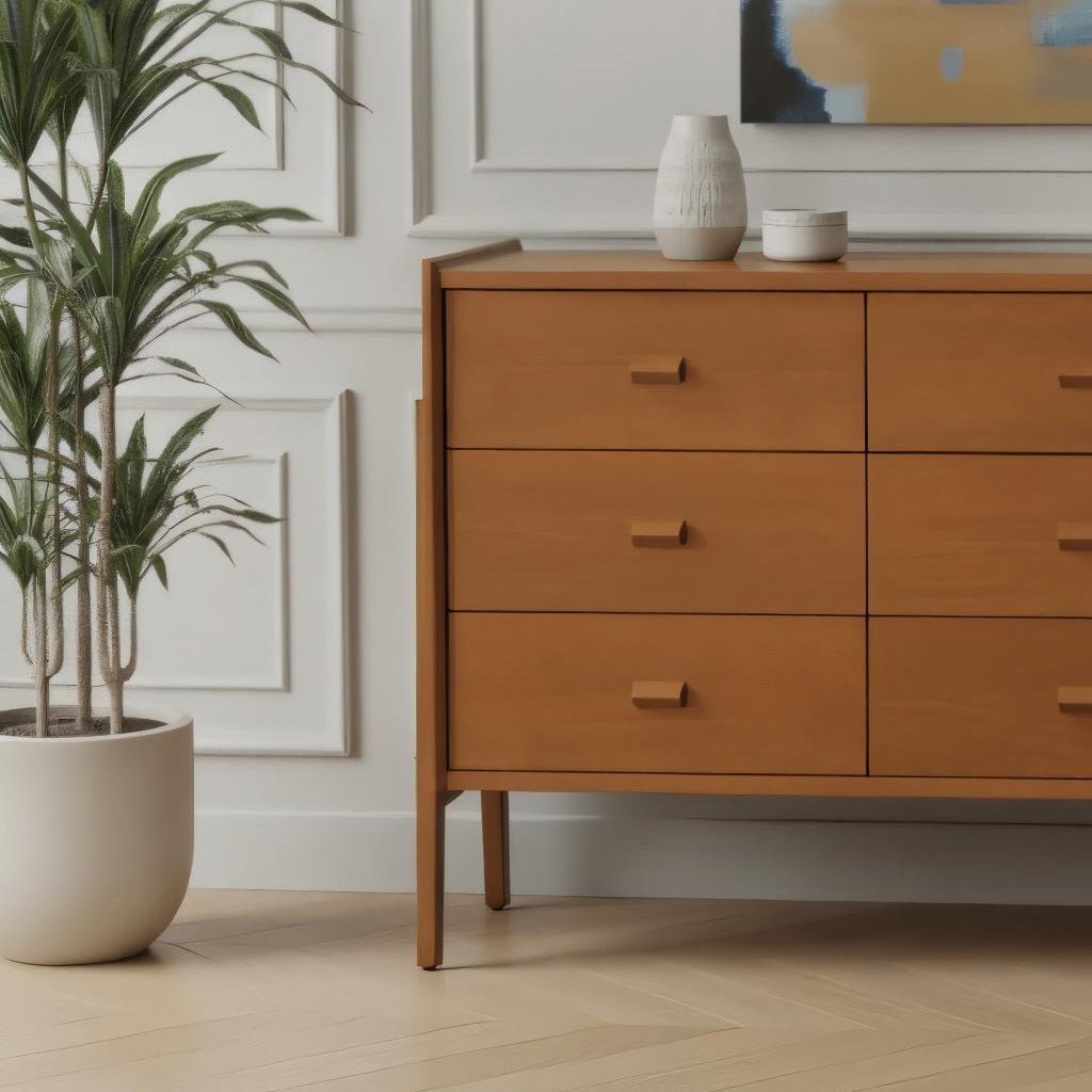 Mid-Century Wooden Sideboard With Drawers