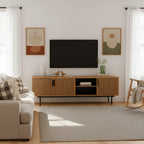 Mid-Century Wooden TV Stand With Fluted Doors
