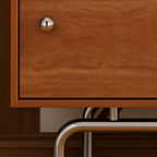 Mid-Century Wooden TV Stand With Metal Base For Living Room