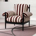 Modern Accent Chair With Striped Upholstered Seat For Living Room