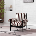 Modern Accent Chair With Striped Upholstered Seat For Living Room