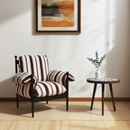 Modern Accent Chair With Striped Upholstered Seat For Living Room