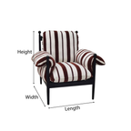 Modern Accent Chair With Striped Upholstered Seat For Living Room