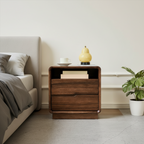 Modern Minimalist Wooden Nightstand With Rounded Corners
