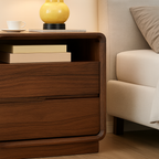 Modern Minimalist Wooden Nightstand With Rounded Corners