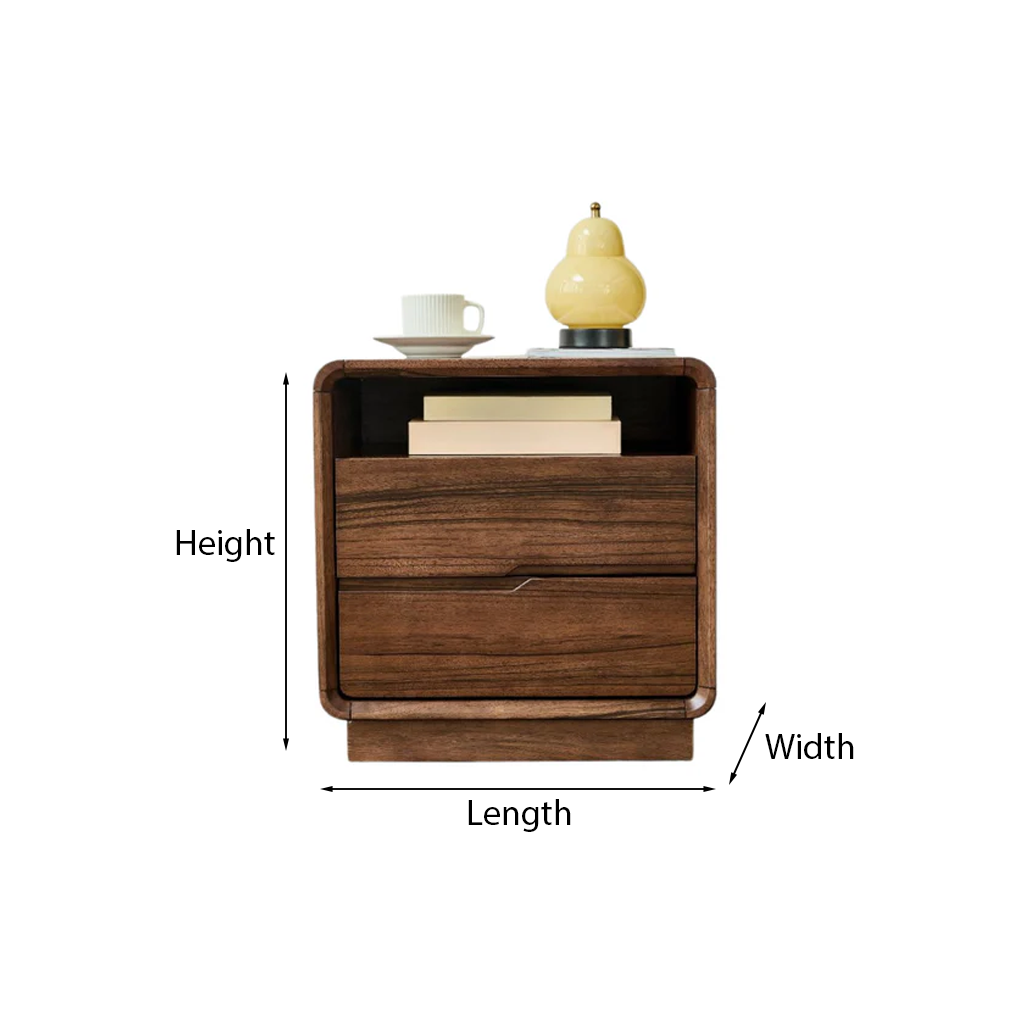 Modern Minimalist Wooden Nightstand With Rounded Corners