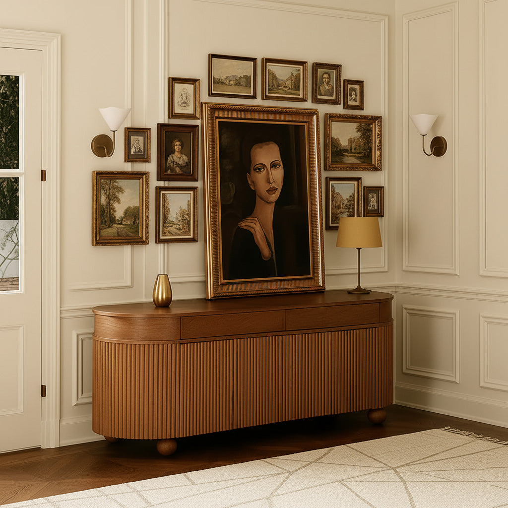Modern Solid Wood Cabinet With Curved Silhouette