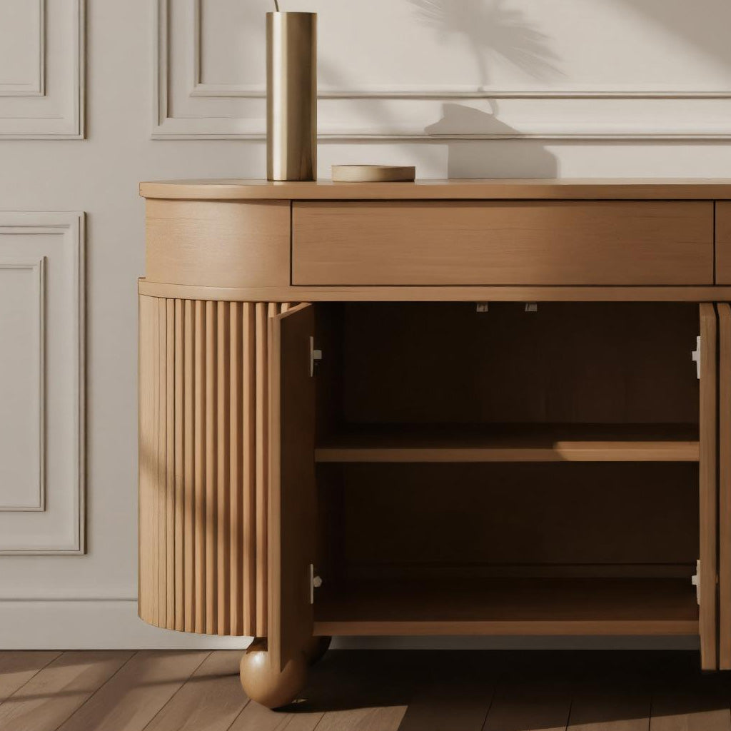 Modern Solid Wood Cabinet With Curved Silhouette