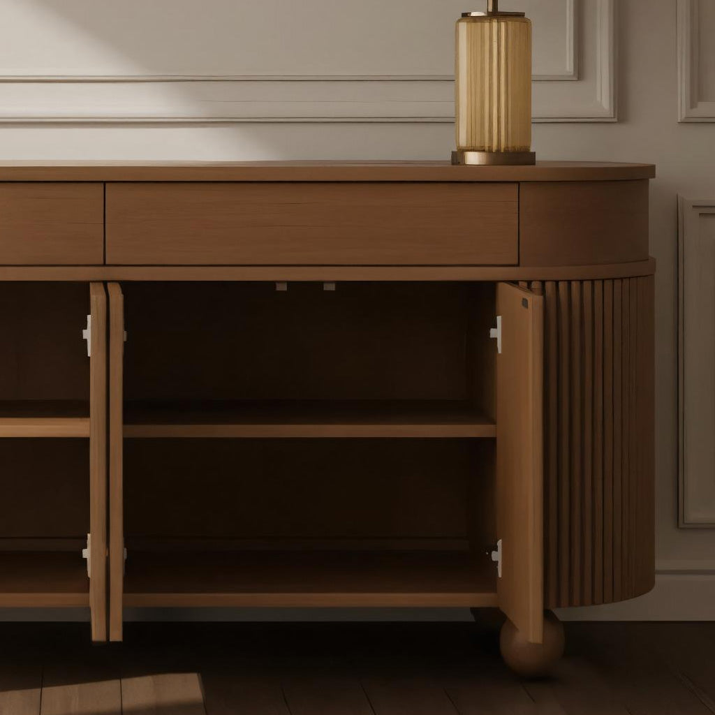 Modern Solid Wood Cabinet With Curved Silhouette