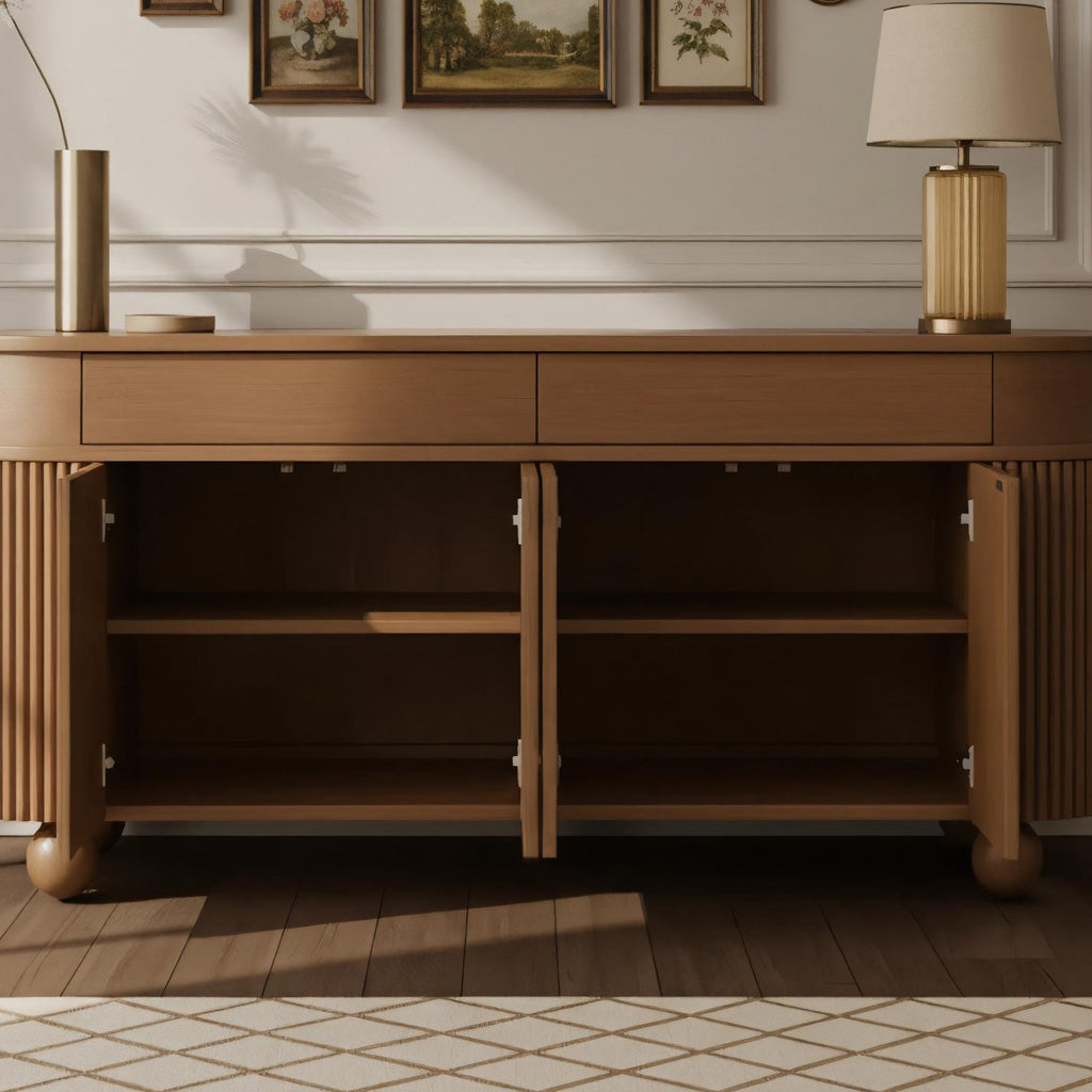 Modern Solid Wood Cabinet With Curved Silhouette