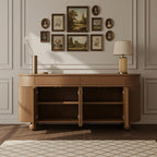 Modern Solid Wood Cabinet With Curved Silhouette