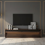 Modern Solid Wood TV Stand With Fluted Slatted Front