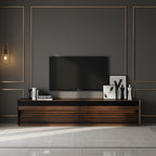 Modern Solid Wood TV Stand With Fluted Slatted Front