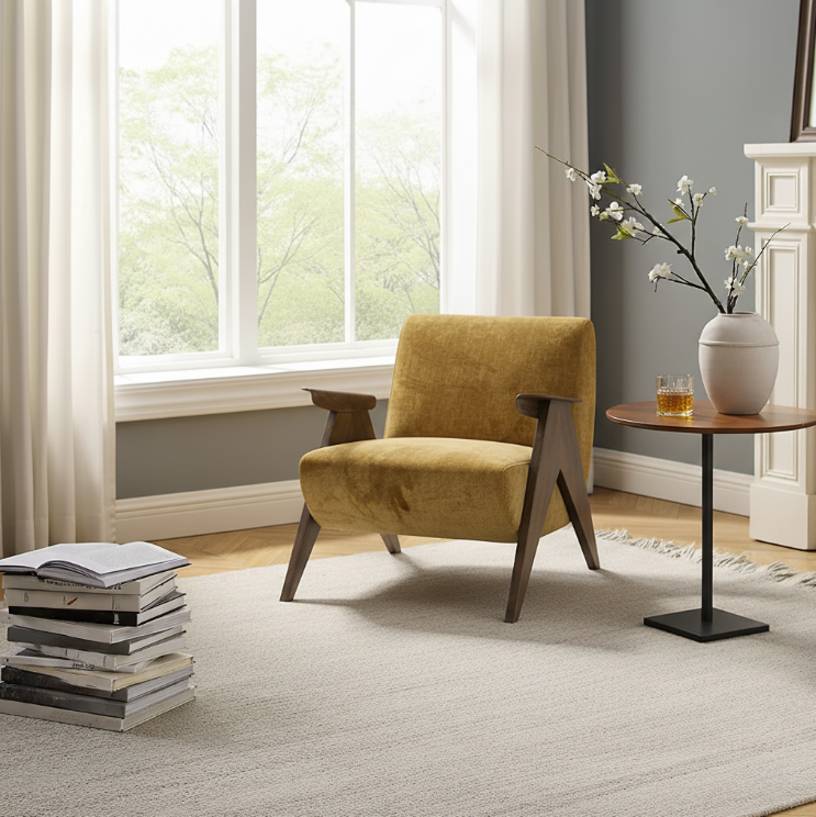 Modern Wooden Accent Chair For Living Room