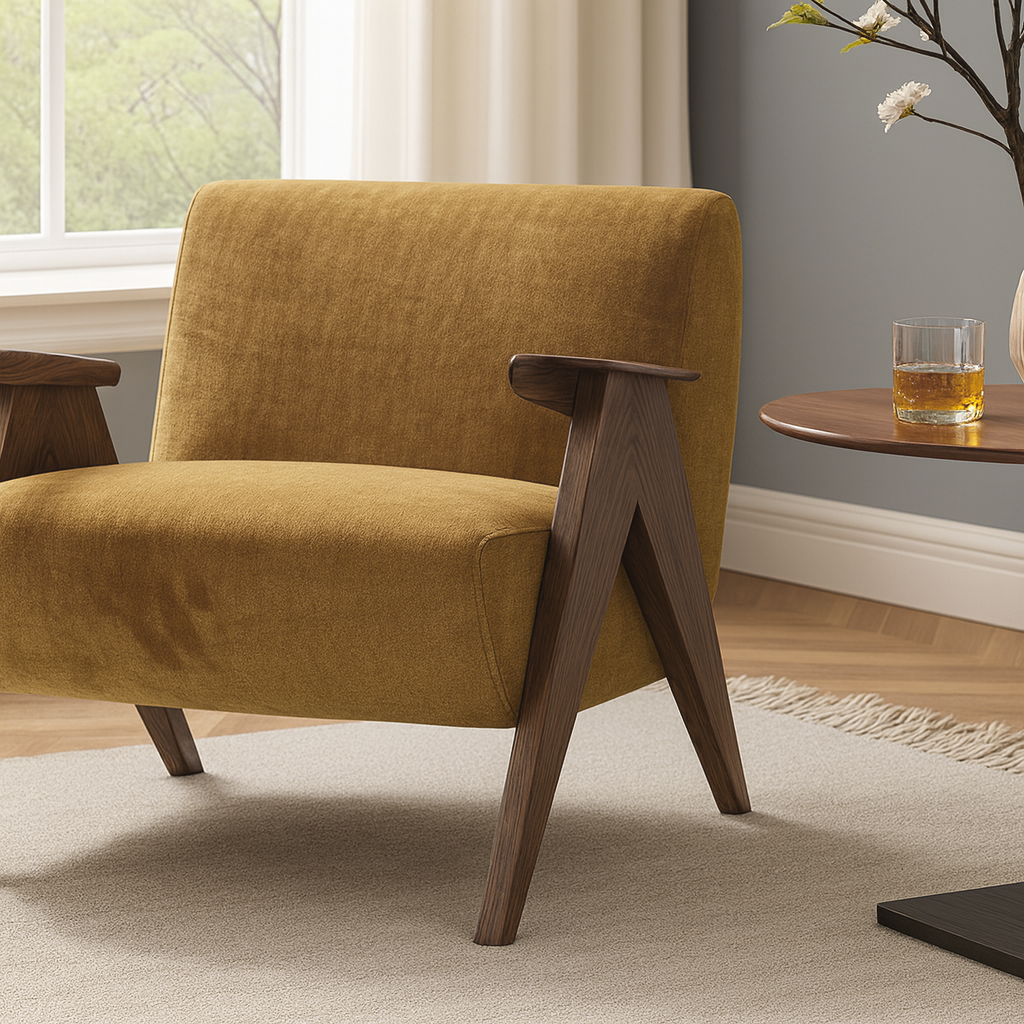 Modern Wooden Accent Chair For Living Room