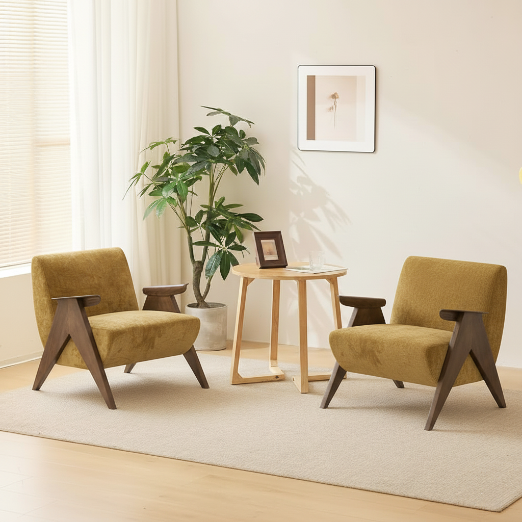 Modern Wooden Accent Chair For Living Room