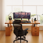 Modern Wooden Adjustable Standing Desk With Storage Shelves And Drawers For Home Office