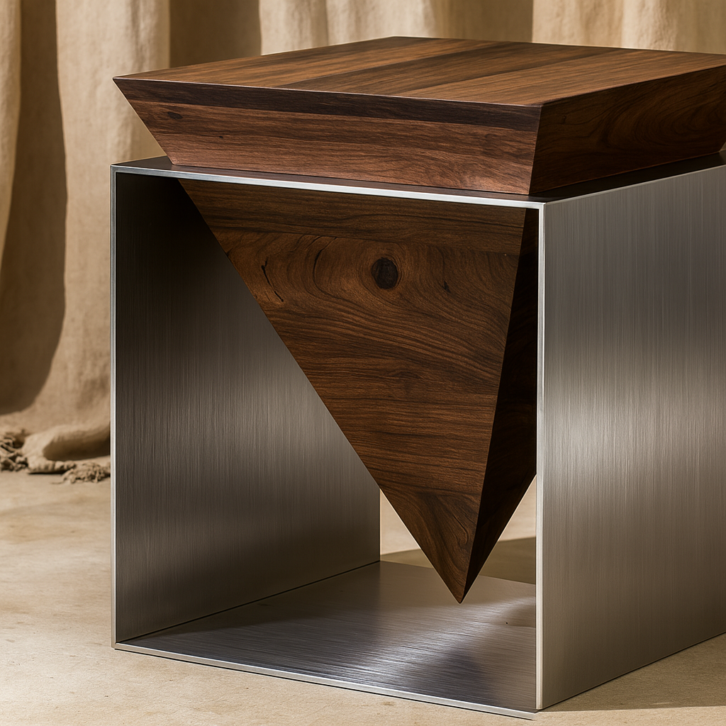 Modern Wooden And Metal Side Table For Living Room