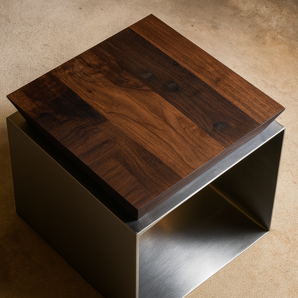 Modern Wooden And Metal Side Table For Living Room