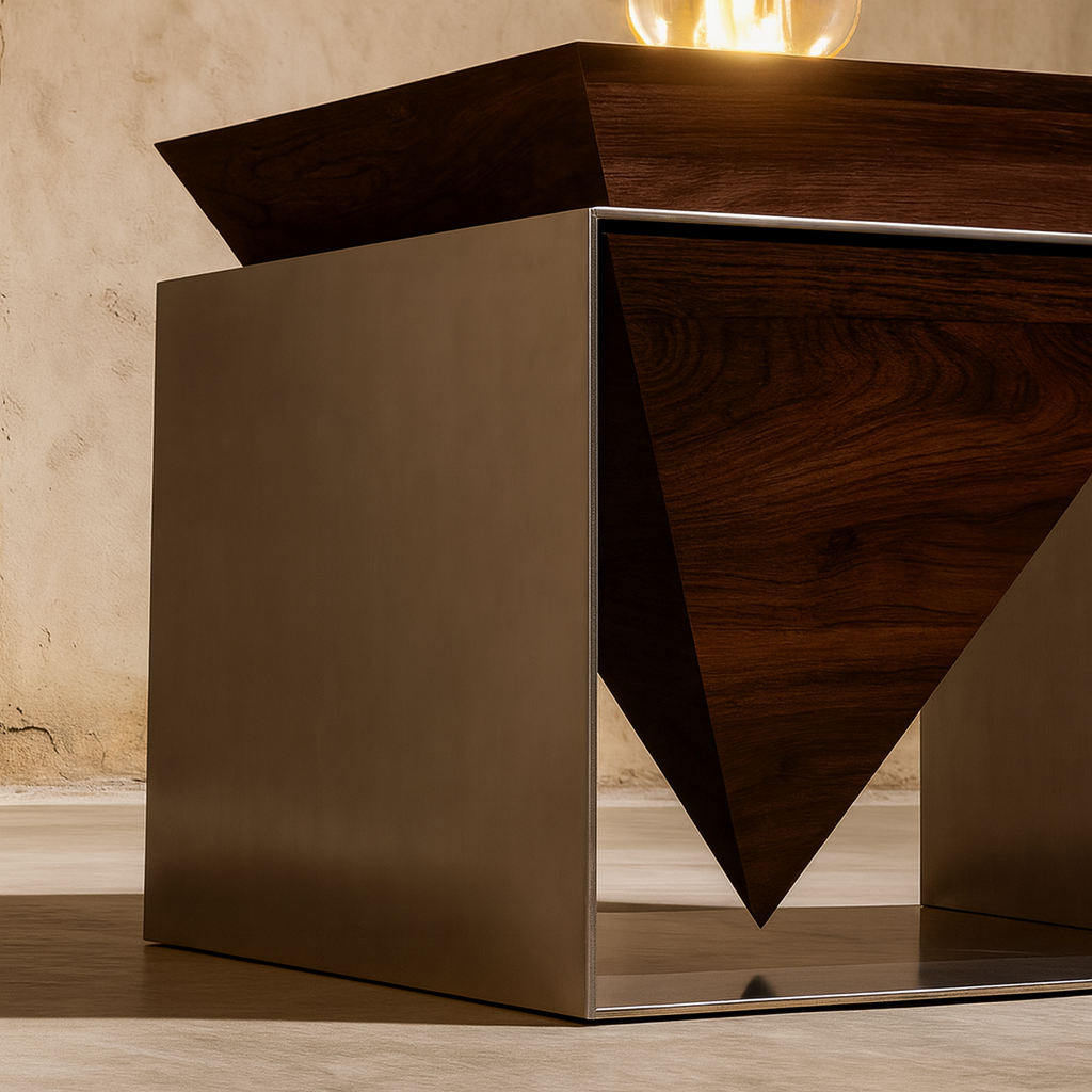 Modern Wooden And Metal Side Table For Living Room