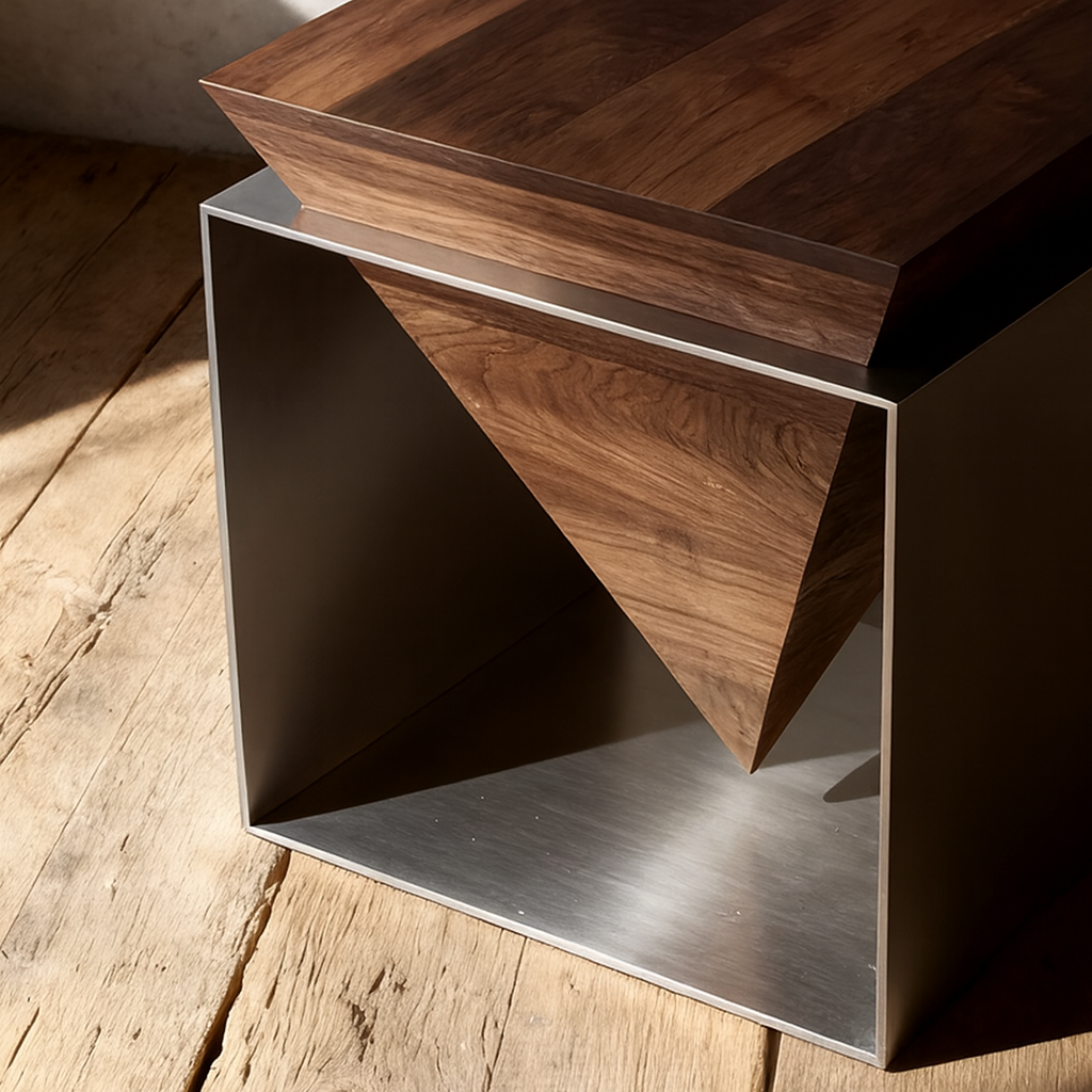 Modern Wooden And Metal Side Table For Living Room