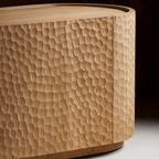 Modern Wooden Cabinet With Textured Honeycomb Doors