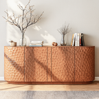 Modern Wooden Cabinet With Textured Honeycomb Doors