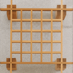 Modern Wooden Coffee Table With Glass Top And Grid Base