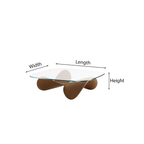 Modern Wooden Coffee Table With Glass Top And Rounded Base For Living Room