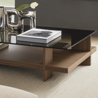 Modern Wooden Coffee Table With Glass Top For Living Room