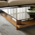Modern Wooden Coffee Table With Glass Top For Living Room