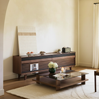 Modern Wooden Coffee Table With Glass Top For Living Room