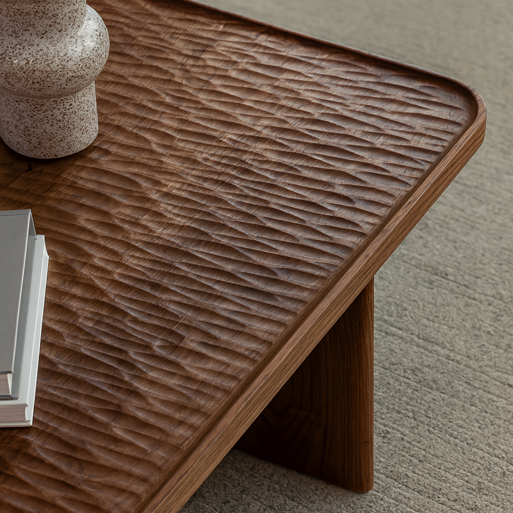 Modern Wooden Coffee Table With Panel Legs For Living Room