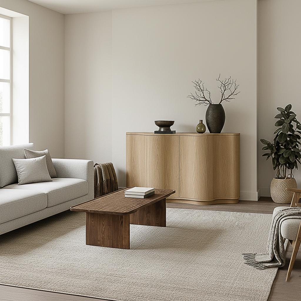 Modern Wooden Coffee Table With Panel Legs For Living Room