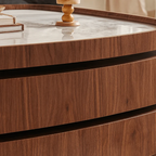 Modern Wooden Coffee Table With Rotating Storage And Marble Top