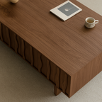 Modern Wooden Coffee Table With Sculpted Wave Front