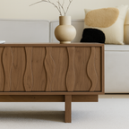Modern Wooden Coffee Table With Sculpted Wave Front