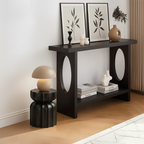 Modern Wooden Console Table With Oval Cut-Out Sides