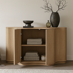 Modern Wooden Curved Console Table For Living Room
