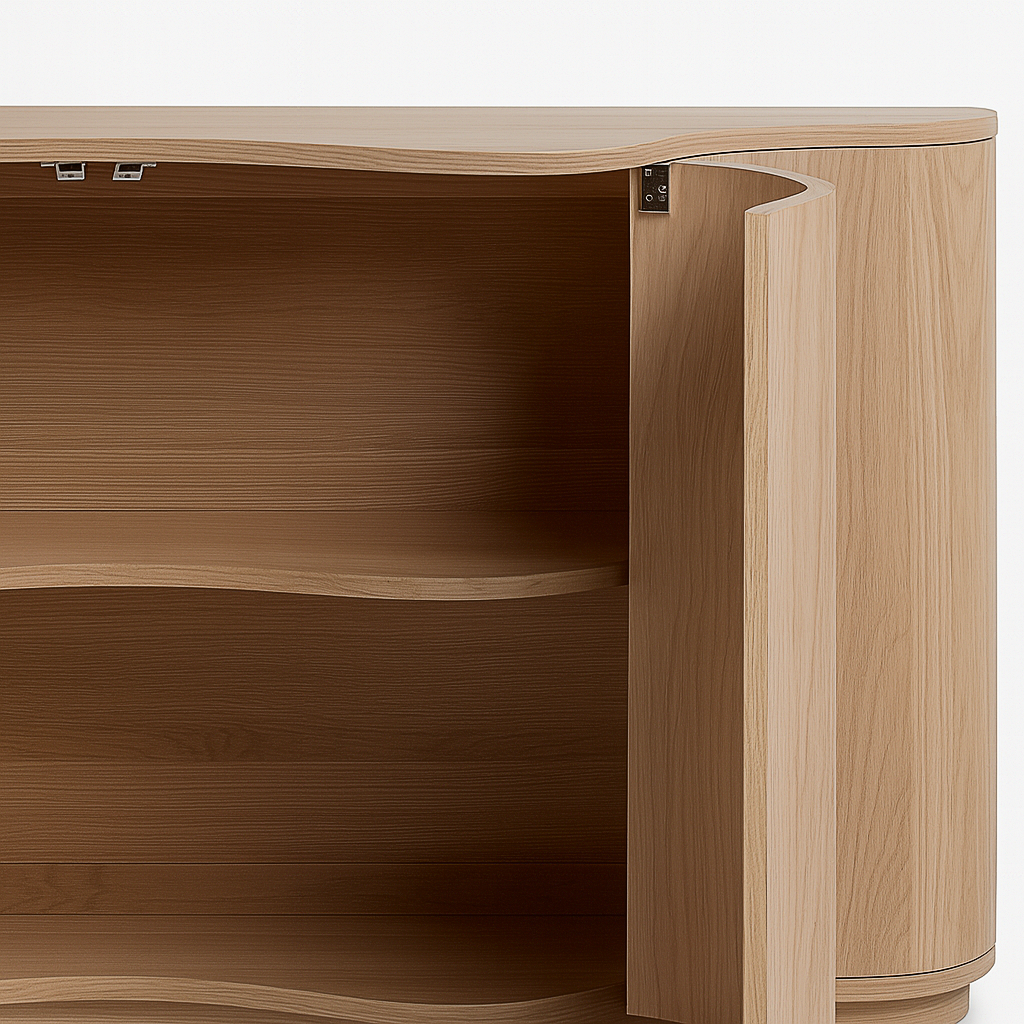 Modern Wooden Curved Console Table For Living Room