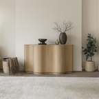 Modern Wooden Curved Console Table For Living Room