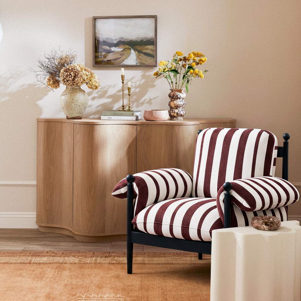 Modern Wooden Curved Console Table For Living Room