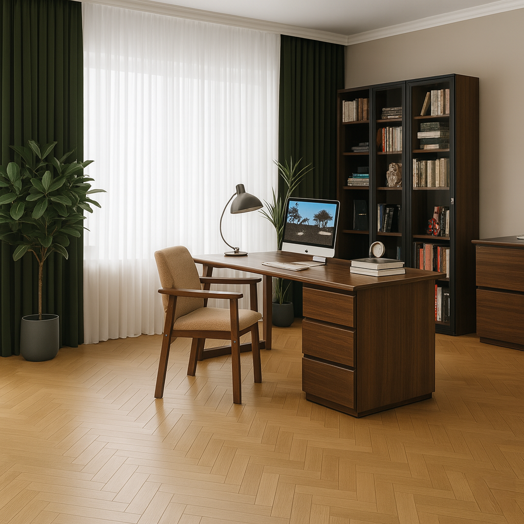 Modern Wooden Desk With Storage Drawer